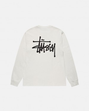 Beige Men's Stussy Basic Stussy LS Tee Pigment Dyed Tees KSA | YHC-9428