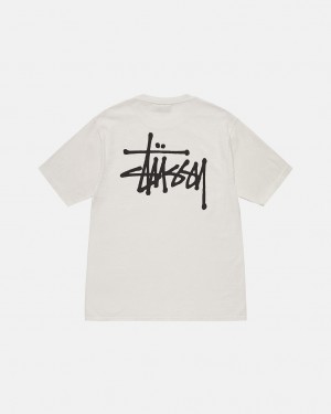 Beige Men's Stussy Basic Stussy Tees KSA | EEU-8298