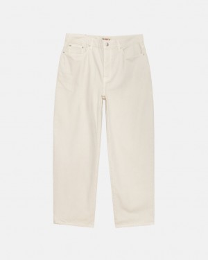 Beige Men's Stussy Big Ol' Jean Washed Canvas Pants KSA | PRM-1387