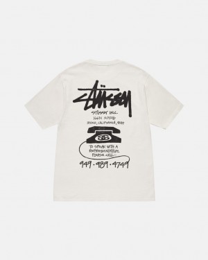 Beige Men's Stussy Old Phone Tee Pigment Dyed Tees KSA | XMA-4630