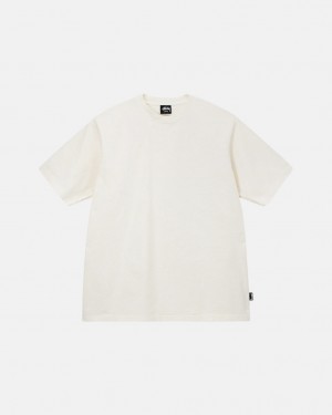 Beige Men's Stussy Pigment Dyed Crew Tees KSA | ZXV-2421