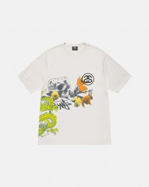 Beige Men's Stussy Strike Pigment Dyed Tees KSA | TJI-8828