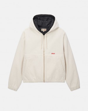 Beige Men's Stussy Work Jacket Insulated Canvas Jackets KSA | KOA-6945