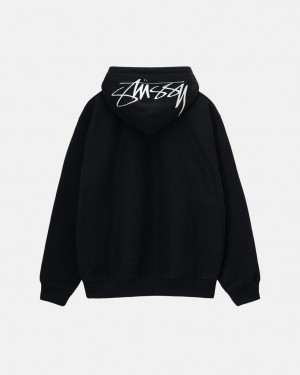 Black Men's Stussy Back Hood Applique Hoodie KSA | FMF-5926