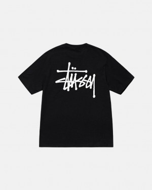 Black Men's Stussy Basic Stussy Tees KSA | VCV-8098