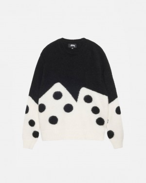 Black Men's Stussy Dice Fuzzy Crew Sweaters KSA | RDD-6572