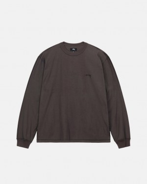 Black Men's Stussy Lazy Ls Tee Tops KSA | WSV-1184