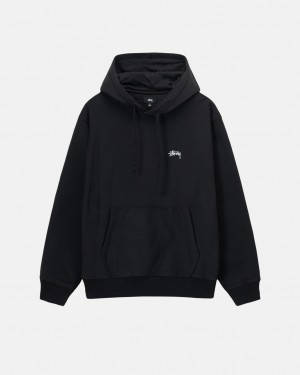 Black Men's Stussy Overdyed Stock Logo Hoodie KSA | NVE-3809