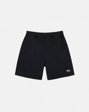 Black Men's Stussy Overdyed Stock Logo Sweat Shorts KSA | RHQ-2763