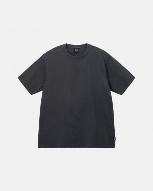 Black Men's Stussy Pigment Dyed Crew Tees KSA | WEK-3189