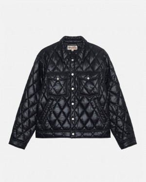 Black Men's Stussy Ranch Jacket Quilted Nylon Jackets KSA | JSZ-2010