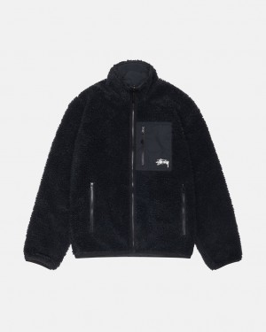 Black Men's Stussy Sherpa Reversible Jackets KSA | CSF-8670