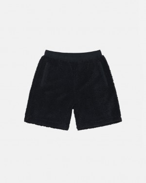 Black Men's Stussy Sherpa Shorts KSA | VQN-7496