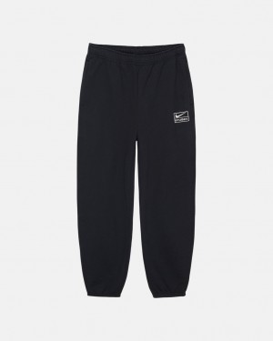 Black Men's Stussy Stone Wash Fleece Pant Sweatpants KSA | PBA-6977