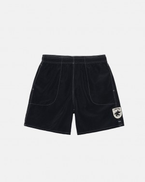 Black Men's Stussy Surfman Patch Water Short Swimwear KSA | STZ-0167