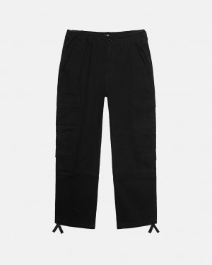 Black Men's Stussy Surplus Cargo Ripstop Pants KSA | ZPQ-3337