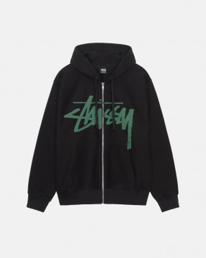 Black Men's Stussy Venus Zip Hood Sweatshirts KSA | HYJ-7976