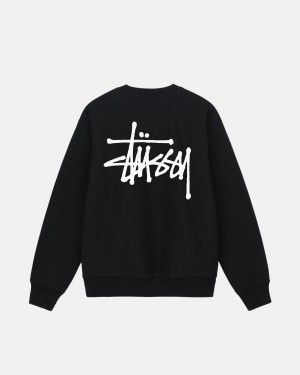 Black Women's Stussy Basic Stussy Crew Sweatshirts KSA | DZL-9624