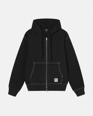 Black Women's Stussy Double Face Label Zip Hoodie KSA | WGI-2124