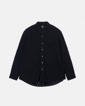 Black Women's Stussy Lace Ls Shirts KSA | UUK-4745