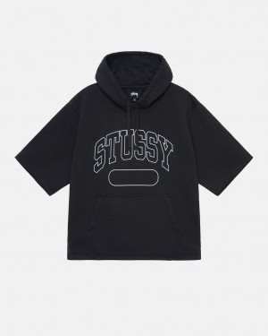 Black Women's Stussy Ss Boxy Cropped Hoodie KSA | XMS-6011