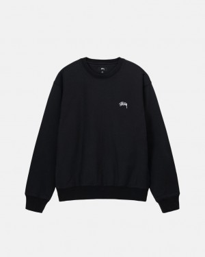 Black Women's Stussy Stock Logo Crew Sweatshirts KSA | NFO-2053