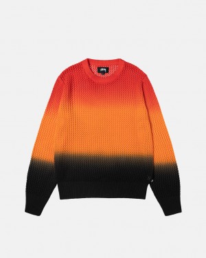 Black / Red Men's Stussy Pigment Dyed Loose Gauge Knit Sweaters KSA | RJY-7926