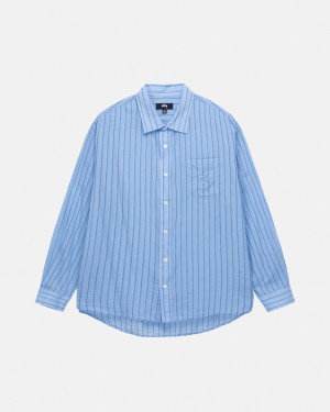 Blue Men's Stussy Light Weight Classic Shirts KSA | YCE-7574