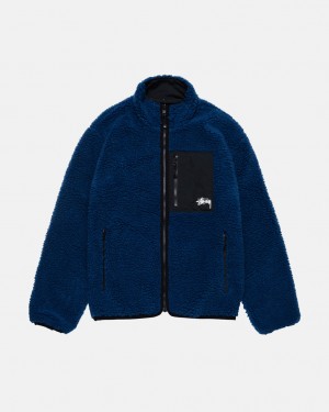 Blue Women's Stussy Sherpa Reversible Jackets KSA | COW-3181