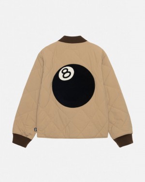 Brown Men's Stussy 8 Ball Quilted Liner Jackets KSA | IOA-3925