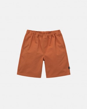 Brown Men's Stussy Brushed Beach Shorts KSA | TBX-1639