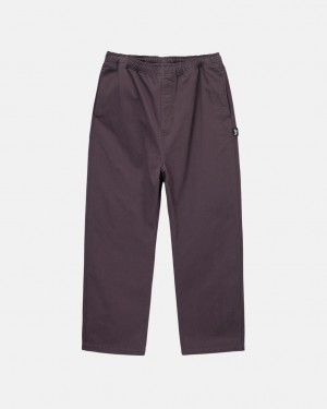 Burgundy Men's Stussy Brushed Beach Pants KSA | GVR-0195