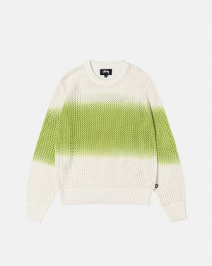 Dark Green Men's Stussy Pigment Dyed Loose Gauge Knit Sweaters KSA | XGB-3368