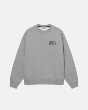 Dark Grey Men's Stussy Fleece Crew Sweatshirts KSA | KPY-3362