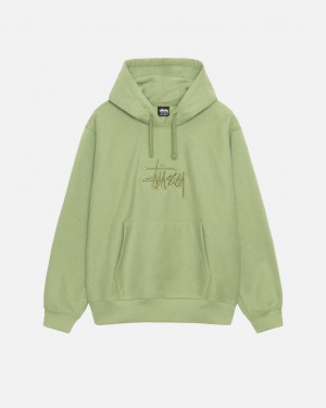 Green Men's Stussy Basic Applique Hood Sweatshirts KSA | NAX-8433