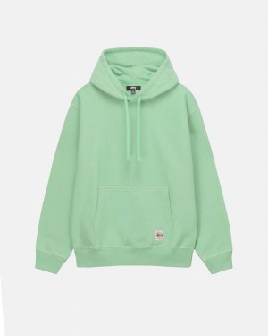 Green Men's Stussy Contrast Stitch Label Hood Sweatshirts KSA | NVG-4323