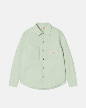 Green Men's Stussy Padded Tech Over Shirts KSA | SPW-6941