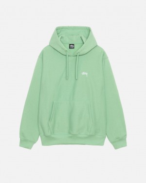 Green Men's Stussy Stock Logo Hood Sweatshirts KSA | OEQ-0921