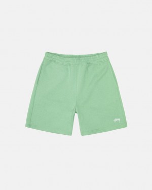 Green Men's Stussy Stock Logo Sweatshort Shorts KSA | QBI-7347