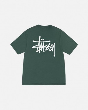 Green Women's Stussy Basic Stussy Tee Pigment Dyed Tees KSA | EUK-9605