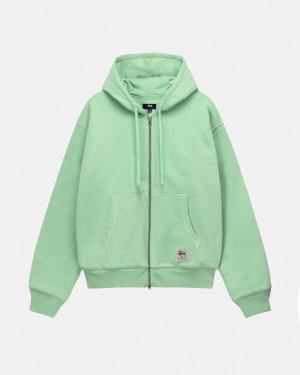 Green Women's Stussy Double Face Label Zip Hoodie KSA | KUE-1441