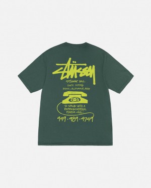 Green Women's Stussy Old Phone Tee Pigment Dyed Tees KSA | BQW-3634