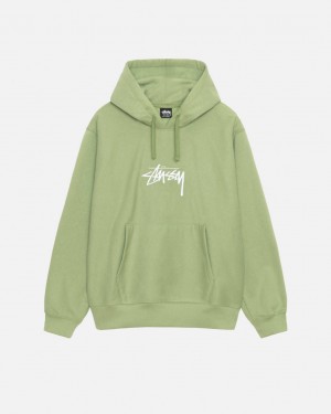 Green Women's Stussy Stock Logo Applique Hood Sweatshirts KSA | XYU-9163