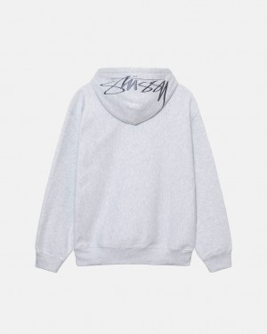 Grey Men's Stussy Back Hood Applique Hoodie KSA | TPI-8694