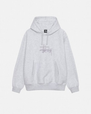 Grey Men's Stussy Basic Applique Hoodie KSA | TMH-9144