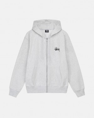 Grey Men's Stussy Basic Stussy Zip Hoodie KSA | ELY-2168