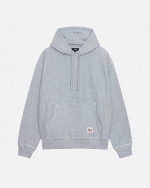 Grey Men's Stussy Contrast Stitch Label Hoodie KSA | UBE-4452