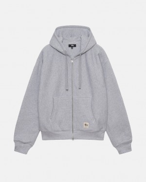 Grey Men's Stussy Double Face Label Zip Hoodie KSA | HPK-6678