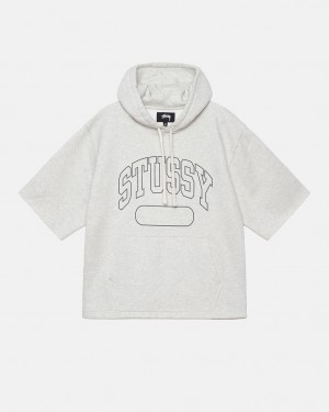 Grey Men's Stussy Ss Boxy Cropped Hoodie KSA | YOV-1490