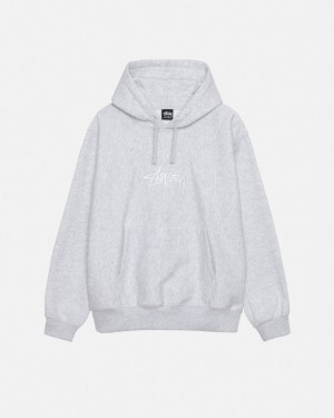 Grey Men's Stussy Stock Logo Applique Hoodie KSA | AOT-1806